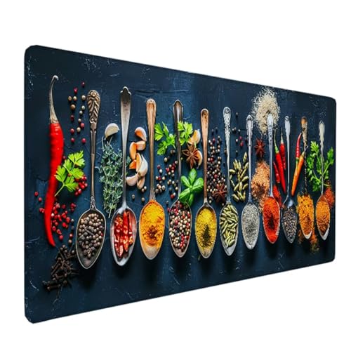 BEIJUYHU Musmatta 900 x 400 x 3 mm utökad stor musmatta skrivbordsdyna, skrivbordstillbehör sydda kanter musmatta, halkfri gummibas, blå växt spelmusmatta för kontor och hem J-J