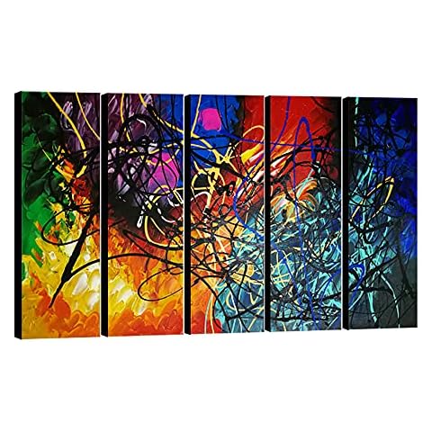 Wieco Art 5 Panel Abstract Heart Canvas Art Cover