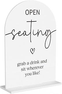 Open Seating Sign, Reserved Seating Signs, Wedding Engagement Bridal Shower Baby Shower Party Decor for Reception Reception, Weddings Acrylic Sign
