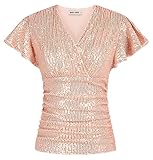 Col en V polyvalent : doté d'un col en V surplis chic, ce haut offre un décolleté flatteur qui allonge votre silhouette. Il est polyvalent et passe facilement de la journée à la soirée, à la fête, au soir, pour sortir la nuit