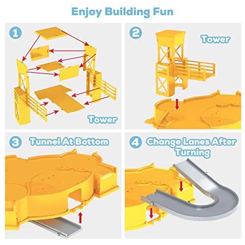 Construction Vehicles Truck Toys Set, Mini Engineering Construction Truck Car Track Parking Lot With Play Mat, Excavator, Helicopter Car Garage Toys Gifts For Boys Kids Girls 3 4 5 6 Years Old #TOP6