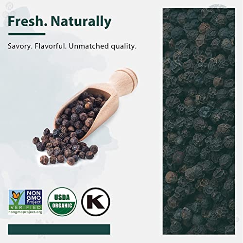 Soeos Organic Whole Black Peppercorns, Non-Gmo, Kosher, Freshly Peppercorn Bulk, Packed To Keep Peppers Fresh, Ready To Use Pepper Corns For Grinder Refill, 18Oz (Pack Of 1), Organic Black Peppercorns #TOP7