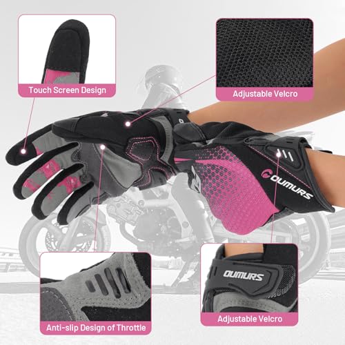Oumurs Luvas de motocicleta para mulheres, luvas de ciclismo para esportes ao ar livre on-road/off-r
