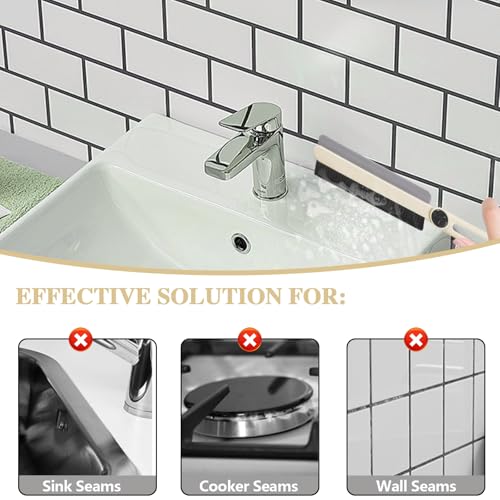 Fugendüsenreinigungsbürsten für den Haushalt, harte Borsten, Fugendüse, Spaltreinigungswerkzeug für enge Räume, Cremegelb, 2 Stück