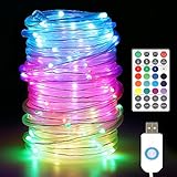 Modo remoto y función de temporización: brillo de 360 grados, por lo que nuestras cadenas de luces son mucho más brillantes que las convencionales. Además, nuestra luz con el diseño de la fuente de luz fría es de bajo consumo, respetuosa con el medio ambiente y resistente a altas temperaturas y es adecuada tanto para interiores como exteriores. Puede configurar un temporizador de encendido y apagado del ciclo automático que esté encendido 4 horas y 20 horas al día simplemente presionando el botón "TIMER" en el mando a distancia.