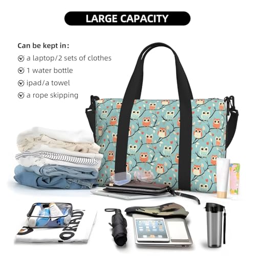 Travel Duffle Bags For Women Men - Colorful Owl Cute Print Personal Item Weekender Overnight Gym Carry On Airport Tote Bag With Strap For Yoga, Travel, Business Trips4