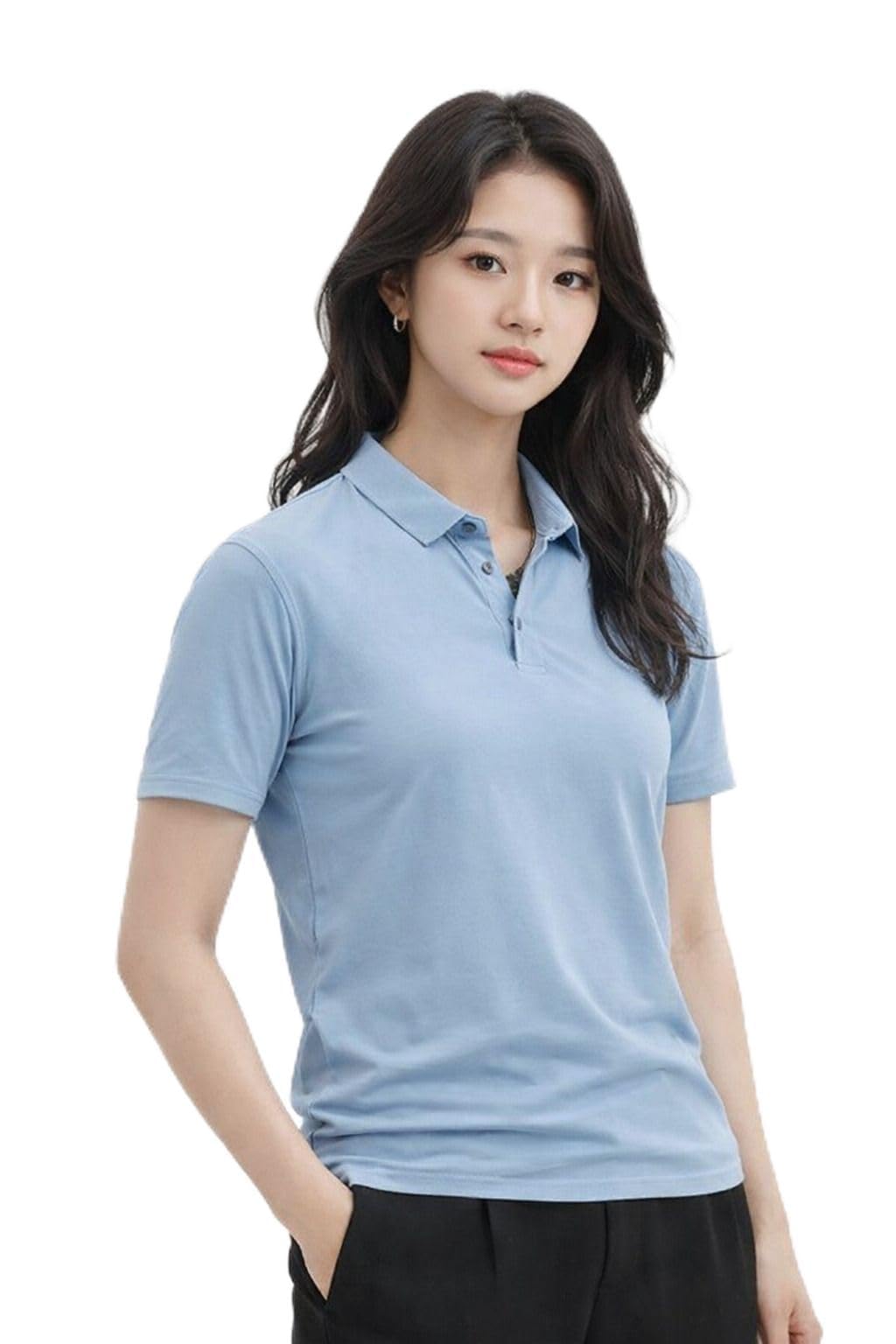 attitude start of fashion Solid Women Polo Neck Purple T-Shirt (G-Sky Blue Polo L)-picture-43