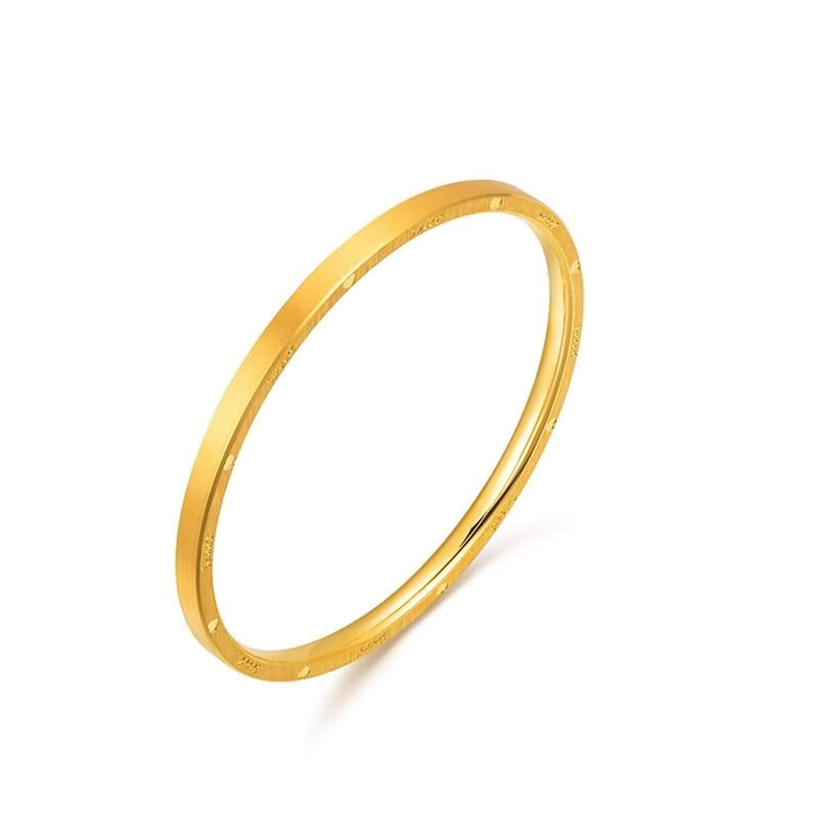Gualiy Elegante pulsera de oro amarillo de 18 quilates para mujer, pulsera grabada con patrón aleatorio, 6 inch, Oro amarillo, No es una piedra preciosa