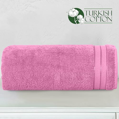 Image of Elegant Comfort Three Line Popcorn Extra Large Luxury Bath Towel - 40 inch x 80 inch inch, Premium Hotel Spa Quality 1 Piece Oversized Bath Sheet 100% Turkish Cotton Super Soft Highly Absorbent, Light Pink