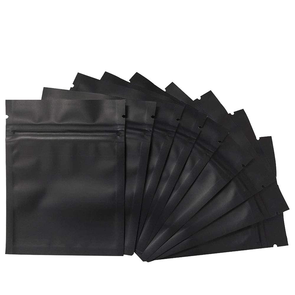 CTRLZS 100 Pack Smell Proof Bags - 3 x 4 Inch Resealable Bags Foil Pouch Bag Flat Zipper Closure Bag Matte Black