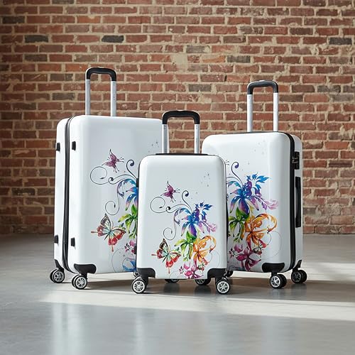 Image of InUSA Fusion Print Luggage with Spinner Wheels | Durable Lightweight Hardside Suitcase | Travel Bag with Handle and Trolley | (20in, 24in, 28in) 3 Piece Set