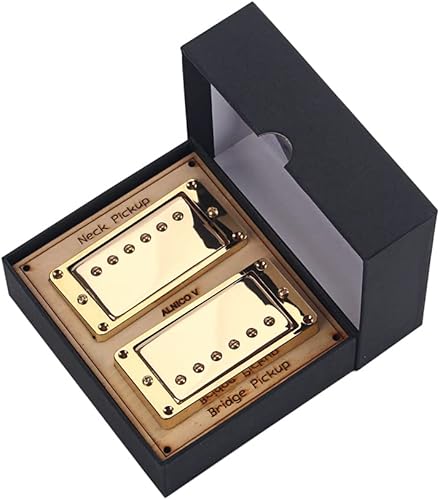 Ogdni Juego de pastillas Humbucker de guitarra, cuello de doble bobina y pastilla de puente piezas de repuesto para guitarra eléctrica LP (dorado)