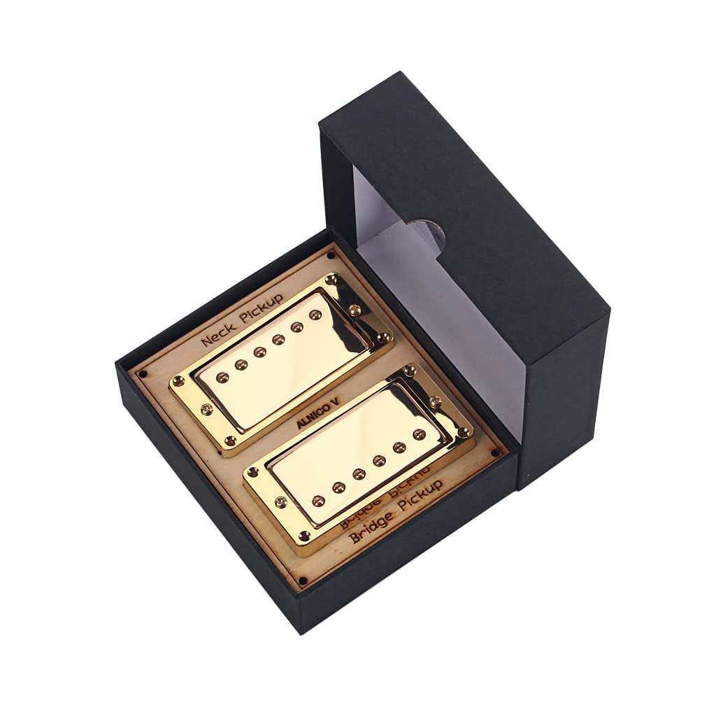 Guitar Humbucker Pickups Set,Double Coil Neck and Bridge Pickup Replacement Parts for LP Electric Guitar (GOLD)