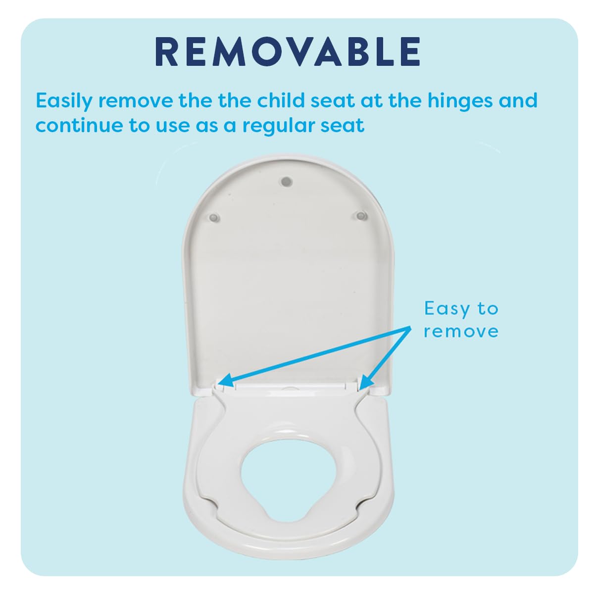 Croydex Hilier - Asiento de inodoro en forma de D, asiento magnético extraíble para niños con mecanismo de cierre suave, bisagras de liberación rápida y superficie tratada antibacteriana (asiento de
