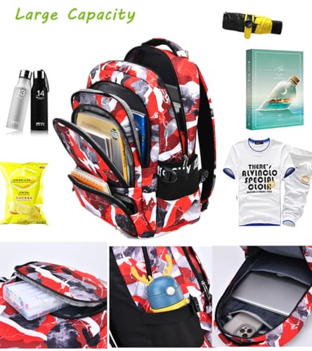 Image of Ladyzone Camo School Backpack Lunch Box Set Lightweight Schoolbag Travel Camp Outdoor Daypack
