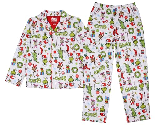 Dr. Seuss GRINCH Pajamas Christmas Notch Collar Ultra-Soft Pajama Set For Kids and Toddlers