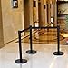 GU2BUY 2pcs Stanchion Set - 6.5FT Retractable Belt Black - Crowd Control Barrier Posts Queue