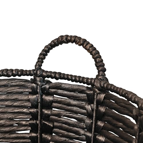 happimess BSK1003C Laurel 19.49" Bohemian Handwoven Abaca Hamper Basket with Handles, Seagrass Container for Decoration in Bedroom, Living Room, Laundry Room, Entryway, Natural, Black by happimess - Image 5