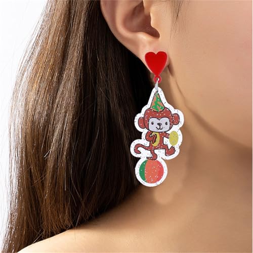 coadipress Circus Carnival Earrings for Women Funny Weird Aesthetic Acrylic Earrings Clown Monkey Elephant Tiger Earring Cartoon Cute Joker Carousel Earrings Mardi Gras Cosplay Party Jewelry Gift2
