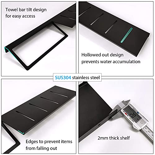 Kaphome Floating Shelf With Towel Bar,24 Inches Stainless Steel Bathroom Shelves Wall Mounted thumb #4
