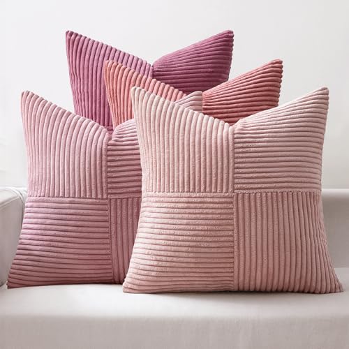MIULEE Aesthetic Pink Throw Pillow Covers 18x18 Inch Set of