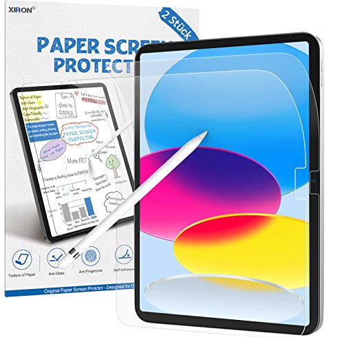 2 Stück Papier Displayschutzfolie für iPad 10. Generation(2022, 10,9 Zoll), XIRON Matte Papier Folie für iPad 10. Gen 2022, zum Zeichnen, Schreiben und Notizen Machen wie auf Papier Cover