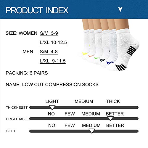 Image of Sooverki Copper Compression Socks Women and Men 6 Pairs - Circulation Arch Support Plantar Fasciitis Running Ankle Socks