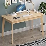 ECACAD Computer Desk with 2 Drawers, 47” Home Office Desk, Writing Study Working Table for Bedroom, Light Brown