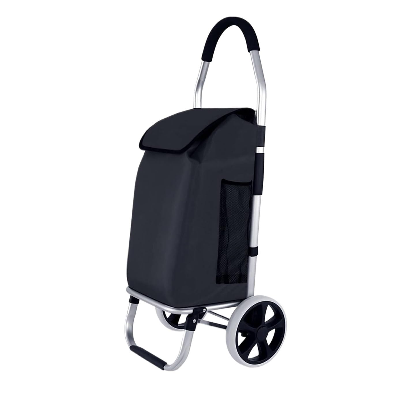 SBZIOJHDR foldable shopping trolley， Folding Shopping Trolley Climbing Stairs Aluminum Alloy Grocery Cart for Supermarket Travel(Black)