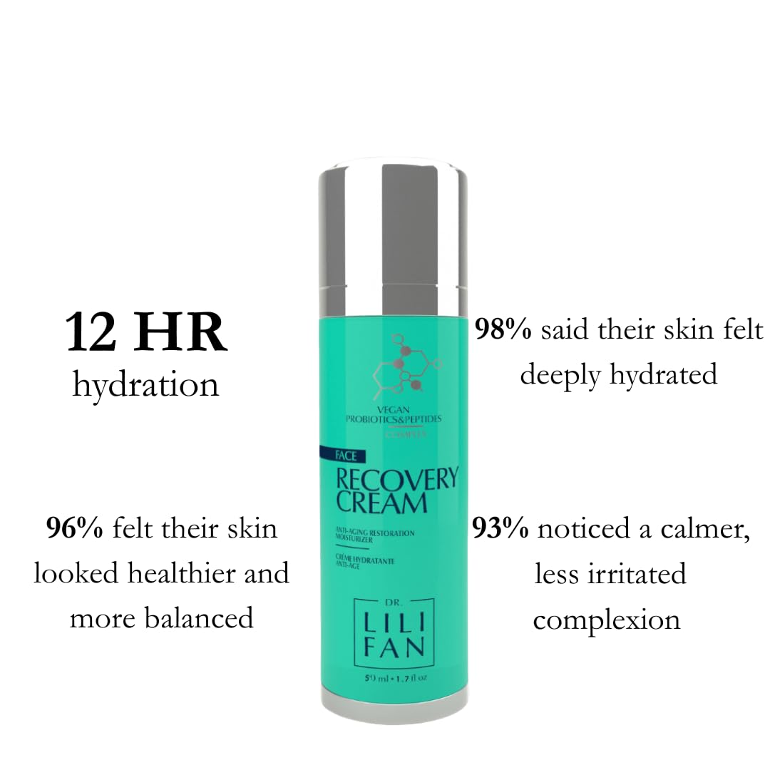 Dr Lili Fan Probiotic Recovery Cream: Vegan Probiotic, Anti-Aging Face Cream for Skin Renewal. Boosts Skin's Collagen and Targets Wrinkles. Prevents Acne. 1.7 fl oz - Image 2