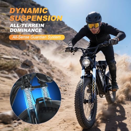 LineKing Electric Bike for Adults, 1500W Peak Motor 20"x4" Fat Tire Electric Bike, 28 MPH 60/100 Miles Ebike, with 48V 15Ah Removable Battery,Dual Suspension All Terrain Electric Bike for Men & Women - Image 2