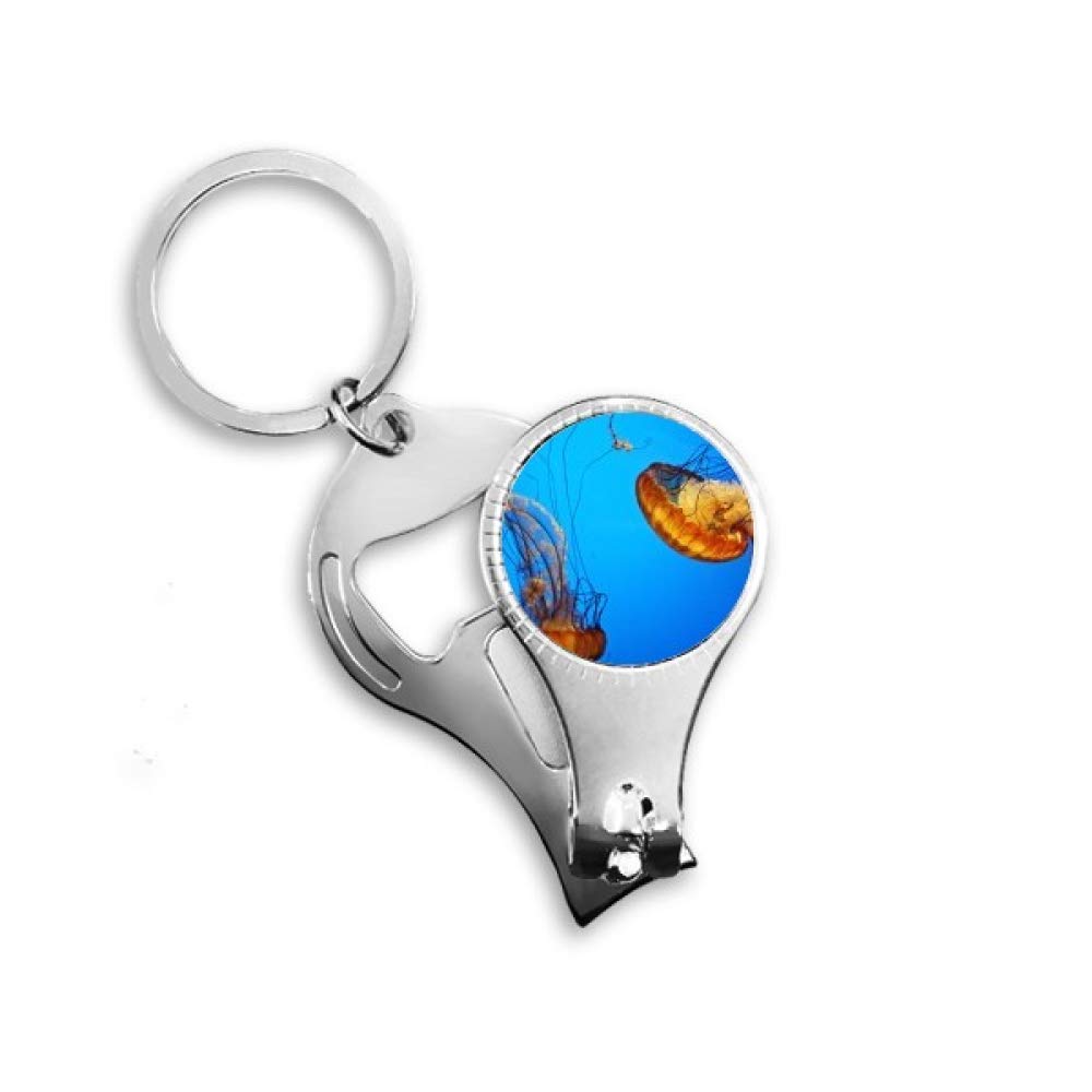 Ocean Jellyfish Science Nature Picture Nail Nipper Ring Key Chain Bottle Opener Clipper