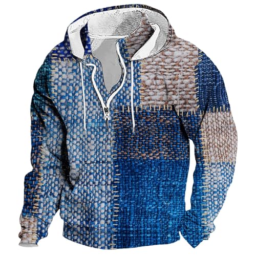 Sweat à capuche homme boutonné anti-froid à manches longues et empiècements patchwork modernes