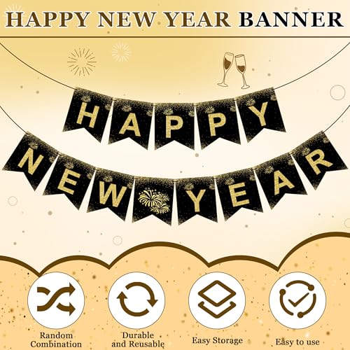 Image of OHOME New Years Decorations 2027 - Happy New Year Banner - New Years Eve Party Supplies - Happy New Year Decorations 2027 Eve Decorations