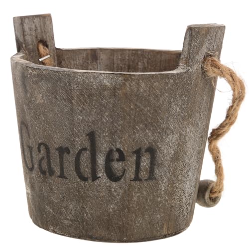 UPKOCH Maceta De Madera Tipo Barril Pequeña para Jardín y Decoración Interior, 6001 Café, Maceta Redonda Duradera Multifuncional para Plantas Suculentas, Flores y Hortalizas Hogar y Terraza