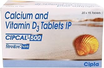 Cipla Cipcal 500 Tablet for Bone, Joint and Muscle Care | 15 Tablets in Each Strip | Pack of 5