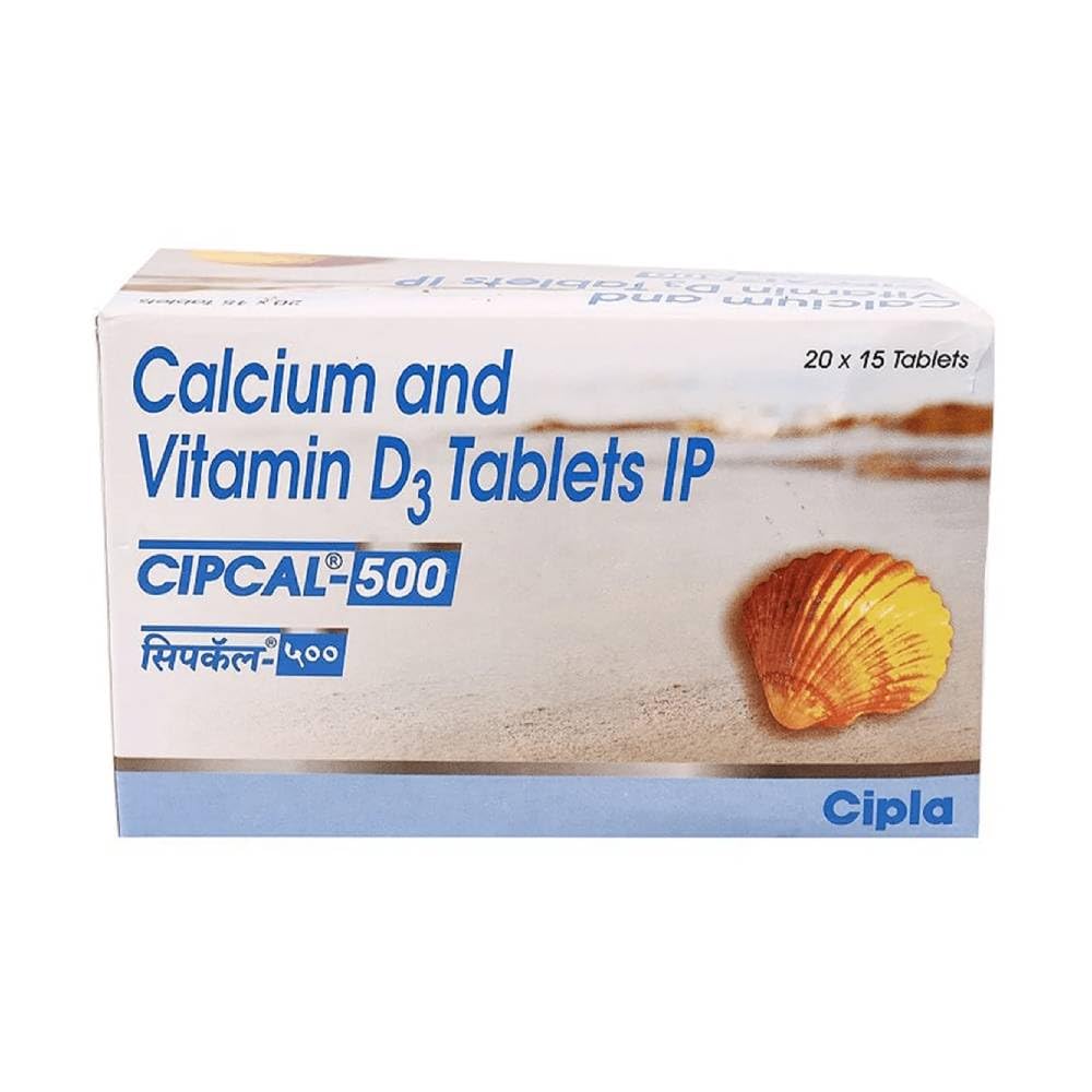 Cipla Cipcal 500 Tablet for Bone, Joint and Muscle Care | 15 Tablets in Each Strip | Pack of 5