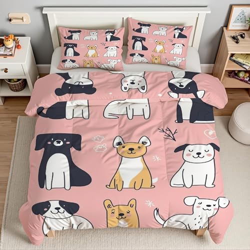 Housse de couette 160x200 chien en microfibre douce avec zip solide
