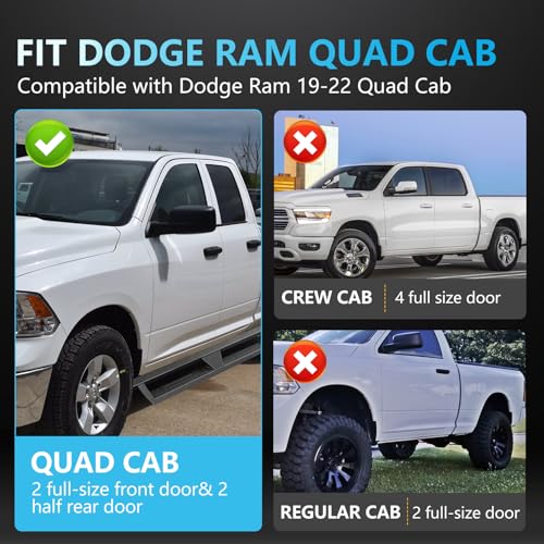 Estribos para Dodge Ram Quad Cab 2019-2022 en acero carbono miniatura 3