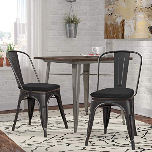 baibu Metal Dining Chair Cushion, Breathable Metal Kitchen Chair Pad with Ties Metal Stackable Chair Seat Cushions - One Pad Only (Mesh-Black, 14x14x1.5in)