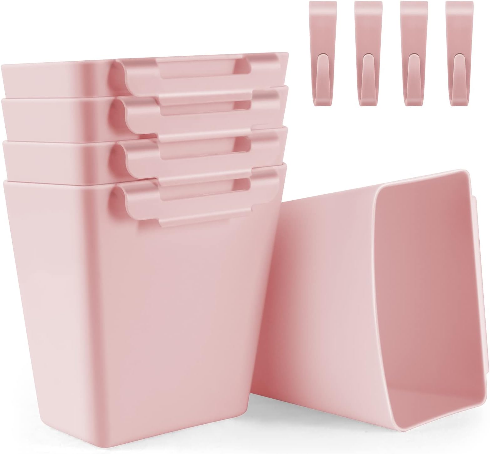 5 Pack Hanging Cup Holders, Multipurpose Rolling Cart Accessories Utility Cart Accessories For Art Craft Supplies, Space Saving Hanging Storage Basket Pencil Holder Makeup Organizers (Pink)