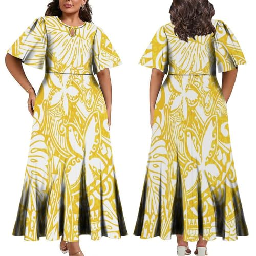Loudsleeve Custom Ladies Maxi Skirt Large Skirt Elegant Temperament Banquet Dress Custom Design Polynesian Art Print