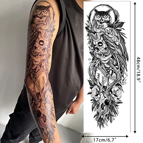 Aresvns Large Temporary Tattoo For Adults,Temporary Sleeve Tattoo For Men And Women L19“Xw7”(12 Sheets) #TOP7