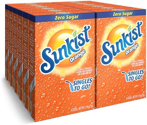 Singles To Go! Sunkist Soda Drink Mix, Orange, 72 Packets