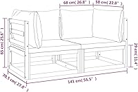 Vista 3 de vidaXL Sofás seccionales esquineros - Madera de acacia con cojines verdes - Diseño modular - Fácil montaje - Resistentes, cómodos y elegantes