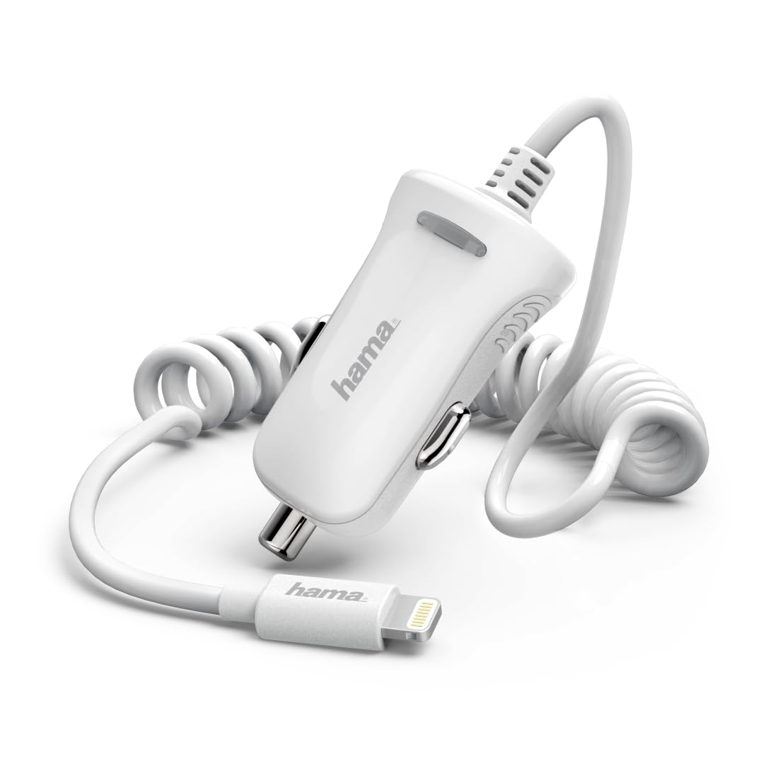 Cargador De Coche Hama Lightnin 183270 - Para Encendedor De Cigarrillos, 5V/1A, Cable De 1m, Color Blanco - Carga Rápida Y Práctica