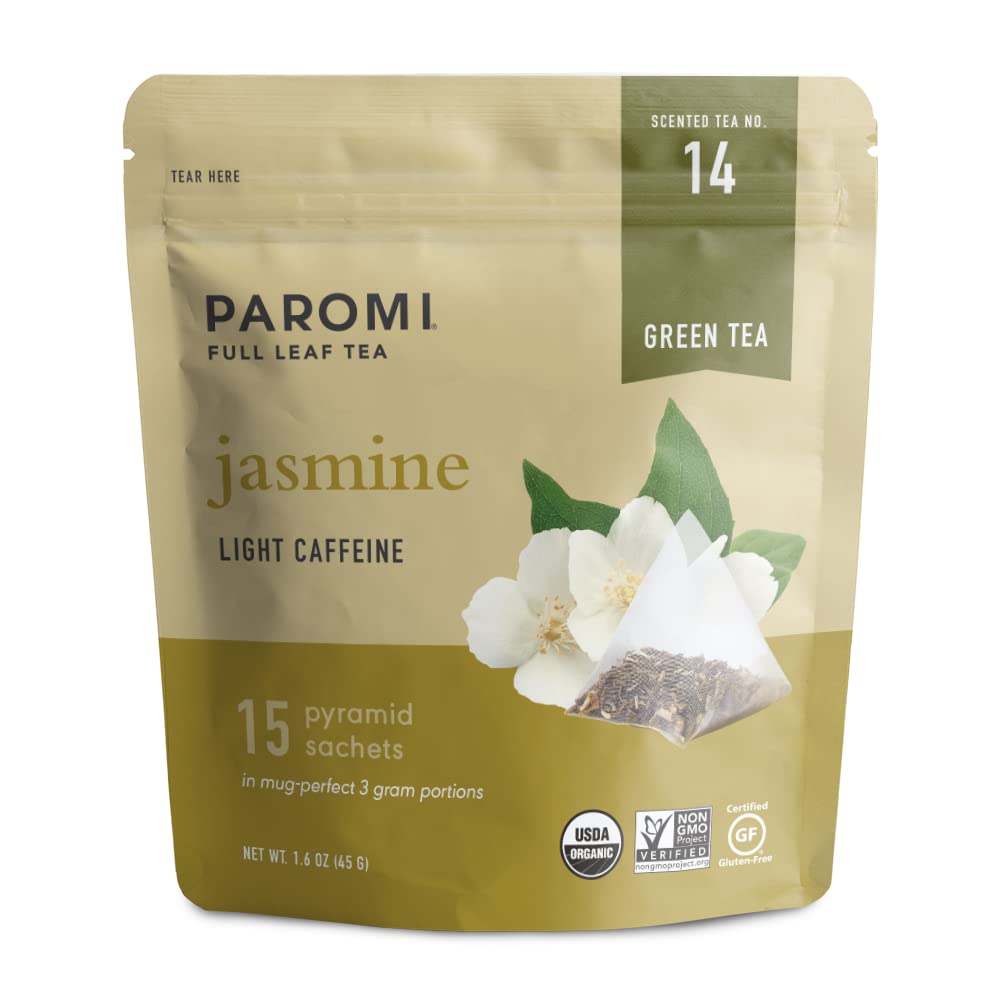 Paromi Jasmine Green Tea, Resealable Pouch, 15 Count