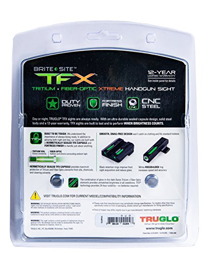 Image of TRUGLO TFX Handgun Sight | Durable Shock-Resistant Compact Brightly Glowing Tritium & Fiber-Optic Xtreme Day /Night Sight for Handguns