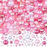Kikonoke 3900+ Pcs Rhinestones and Pearls Kit, 2-10mm Flatback Gems for Nail Art, Tumbler Decoration, DIY Crafts, 8 Colors Mixed DIY Supplies (Pink)
