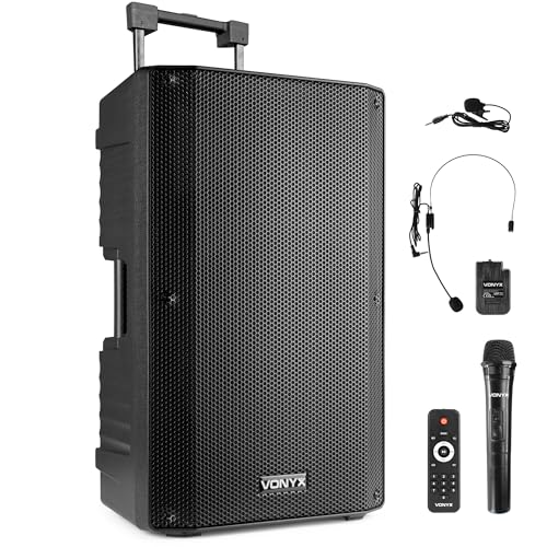 Vonyx VSA500-BP Partybox Bluetooth Lautsprecher Groß, 800 Watt, Akku 8 Std. Headset mit Ansteckmikrofon und UHF Mikrofon, Mobile PA Anlage Komplettset, Soundbox Bluetooth groß, USB/SD/MP3 Schwarz Vonyx VSA500-BP Partybox Bluetooth Lautsprecher Groß, 800 Watt, Akku 8 Std. Headset mit Ansteckmikrofon und UHF Mikrofon, Mobile PA Anlage Komplettset, Soundbox Bluetooth groß, USB/SD/MP3 Schwarz